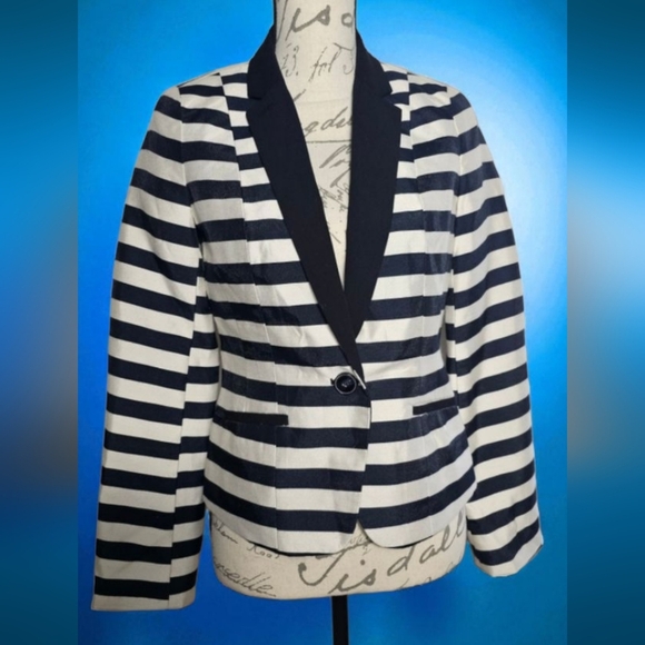 Worthington Navy and White Striped Blazer|Women's Size Small - Picture 5 of 6